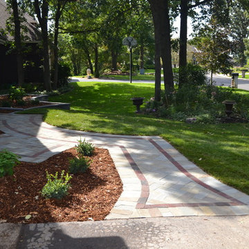 Front Entry Sidewalk, Sitting Area, Retaining Wall, and Stairs