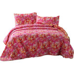 Collection - DaDa Bedding Hawaiian Reversible Multi Pink Orange Quilt Coverlet Bedspread Set, - Enjoy the lovely brightly toned hot pink, red, orange and white shades of colors in this gorgeous Hawaiian Breeze Bedspread Set by Collection. This elegantly designed light weight patchwork quilt set is ideal for any home with a colorful toned shade of decor accents perfectly in the bedroom. To complete the look, it is finished off with multiple splatters of various color shades going all over the bed. Made with polyester microfiber and contains 50% cotton and polyester filling created for your comfort for the softest and coziest material.