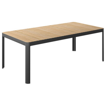 Pipa 100% FSC Solid Teak and Aluminum Rectangular Dining Table