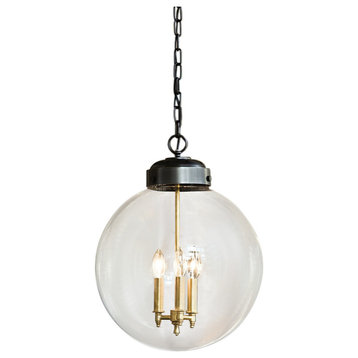Southern Living Globe Pendant, Oil Rubbed Bronze and Natural Brass