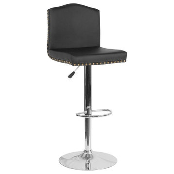 Flash Furniture Bellagio Leather Adjustable Bar Stool in Black