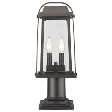 Z-Lite 574PHMR-533PM Millworks 2 Light 19" Tall Outdoor Pier - Oil Rubbed