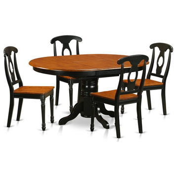 East West Furniture Kenley 5-piece Wood Dining Table and Chairs in Black/Cherry