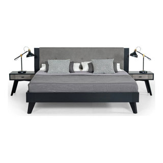 Grayson Contemporary Gray and Black Bed, Queen - Modern - Beds - by ...