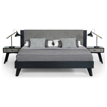 Grayson Contemporary Gray and Black Bed, Queen