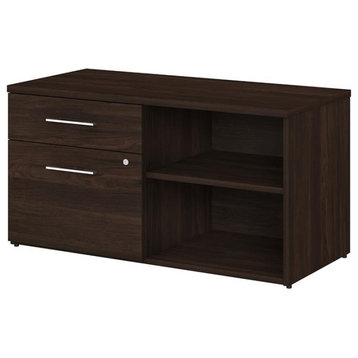 Office 500 Low Storage Cabinet with Drawers in Black Walnut - Engineered Wood