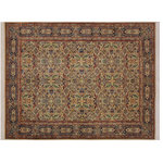 Bareen's Designer Rugs - Farooq Pak-Persian Merlene Ivory/Blue Wool Rug - 6'1 x 9'3 - Designed with mesmerizing intricacy and gorgeous color palette, this hand-knotted masterpiece demonstrates the beauty and electrifying thrill of Pak Persian art. These meticulously handcrafted Pak-Persian rug is made with pure wool and features breathtaking traditional and Transitional designs in bold lush color pallet. Known for their intricate designs these rugs are a reproduction of Persian rugs, made in Pakistan with unique Mughal designs. Made by master weavers using the same Persian texture, design and dying technique, we wanted to produce the most significant manifestation of the Persian art, life and culture. This rug is most famous for its exceptional quality, incredible designs, patterns and vibrant rich color. Pak-Persian rugs made with Persian weave with high knot counts, which enables the high intricacy and detail found in the patterns are also referred to as "State of art", each color adds a rich beautiful detail in the artwork of this rug. The design, color and beautiful chromatic composition with a vibrant sheen with traditional and Transitional designs, exude beauty, elegance and quality make this rug a masterpiece of its own.
