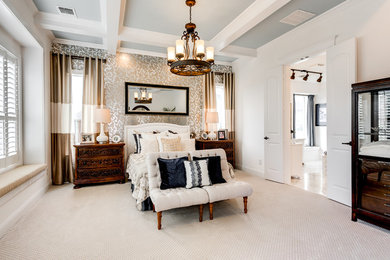 Design ideas for a transitional bedroom in Dallas.