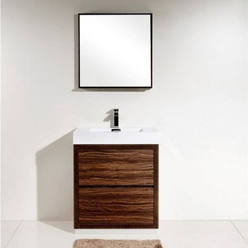 Lux 30" Walnut Free Standing Single Sink Modern Bathroom Vanity