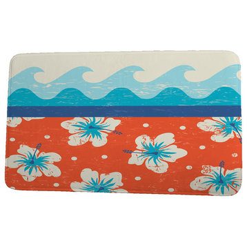 Surf, Sand, & Sea Surf, Sand, & Sea Floral Print Bath Mat, Orange, 21"x34"