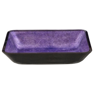 Eden Bath EB_GS81 Rectangular Purple Foil Glass Vessel Sink with Black Exterior