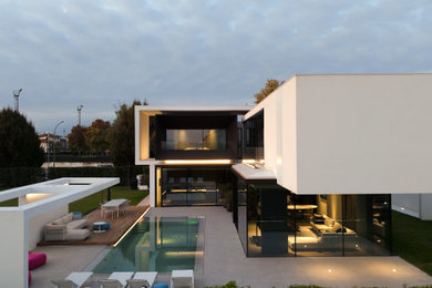 Idee per la villa contemporanea con abbinamento di colori