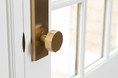 Front door - large coastal front door idea in Other