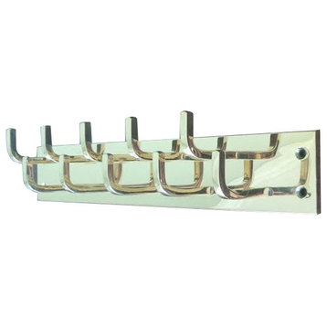 Modern Hook Double Row Bar, 2" Wide, Polished Nickel, 18"W x 2"H