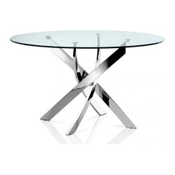 Fabiano Dining Table with Round Glass Top - Dining Tables