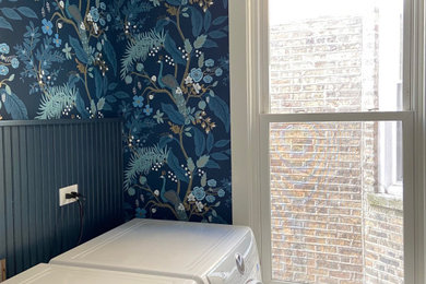 Rifle Paper Co wallpapered laundry room