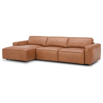 Modrest Cambria Modern LAF Cognac Leather Sectional Sofa