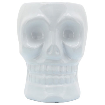 Ceramic 6" Skull Vase, White