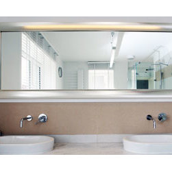 Custom size silver metallic frame mirror - Bathroom Mirrors