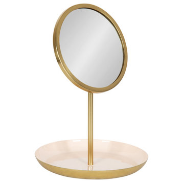Laranya Tabletop Mirror, Pink/Gold 11x15