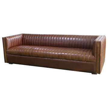 Channel 97" Upholstered Sofa, Brown
