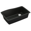 Karran Undermount Quartz Composite 33" Single Bowl Kitchen Sink, Black