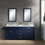 72" Monarch Blue Double Sink Bathroom Vanity