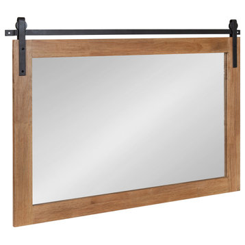 Samuels Wood Framed Wall Mirror, Rustic Brown/Black 24x36