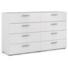 Home Square 3 Piece Double Dresser and Nightstand Bedroom Set in White