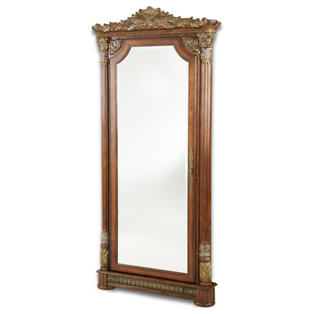 Villa Valencia Accent Floor Mirror with Storage, Classic Chestnut