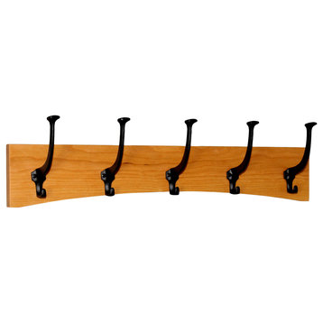 Solid Cherry Curved Wall Coat Rack - Mission Hooks - Made in the USA