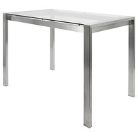 LumiSource Fuji Counter Table, Stainless Steel and Clear Glass