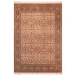 Bareens Designer Rugs - Tabriz Pak Persian Karan Tan/Green Wool Rug 8'3'' x 10'3'' - Designed with mesmerizing intricacy and gorgeous color palette, this hand-knotted masterpiece demonstrates the beauty and electrifying thrill of Pak Persian art. These meticulously hand-knotted Pak-Persian rug is made with pure wool and features breathtaking traditional, transitional, and tribal designs in bold luxurious color pallets. Known for their intricate designs these rugs are a reproduction of Persian rugs, made in Pakistan with unique Mughal designs. Made by master weavers using the same Persian texture, design and dying technique, we wanted to produce the most significant manifestation of Persian art, life, and culture. This rug is most famous for its exceptional quality, incredible designs, patterns, and vibrant rich color. Pak-Persian rugs made with Persian weave with high knot counts, which enables the high intricacy and detail found in the patterns are also referred to as "State of art", each color adds a rich beautiful detail in the artwork of this rug. The design, color, and beautiful chromatic composition with a vibrant sheen with intricate designs, exude beauty, elegance, and quality make this rug a masterpiece of its own.