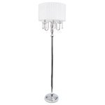 Elegant Designs - Elegant Designs Trendy Romantic Sheer Shade Floor Lamp, Hanging Crystals, White - Elegant Designs Trendy Romantic Sheer Shade Floor Lamp with Hanging Crystals.