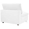 Commix Down Filled Overstuffed Vegan Leather 7-Piece Sectional Sofa, White