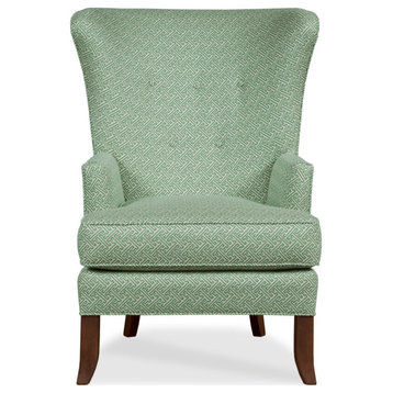 Austin Wing Chair, 8794 Platinum Fabric, Finish: Walnut