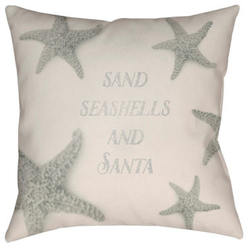 Dreaming of a Sandy Christmas by Surya Pillow, Beige, 18' x 18'