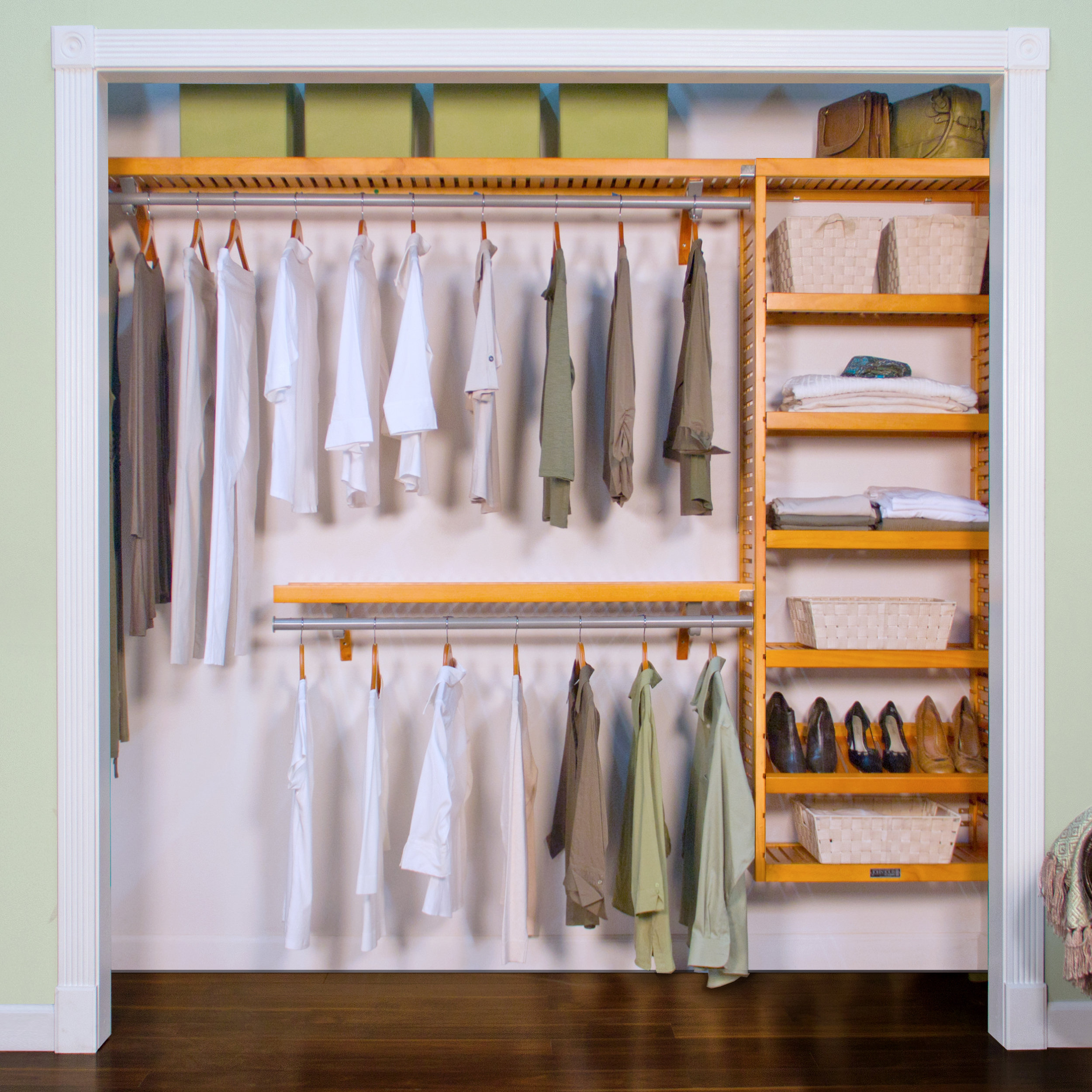 Solid Wood Reach-In Closet Organizer with hanging - Transitional