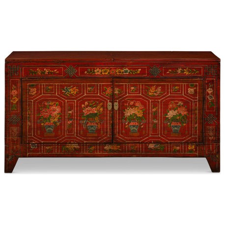 Elmwood Dark Red Dong-Bei Oriental Cabinet