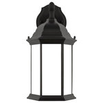Sea Gull Lighting - Sea Gull Lighting 8938751-12 Sevier - 1 Light Medium Outdoor Downlight Wall Lant - The Sevier outdoor collection by Sea Gull LightingSevier 1 Light Mediu Black Satin Etched G *UL: Suitable for wet locations Energy Star Qualified: n/a ADA Certified: n/a  *Number of Lights: Lamp: 1-*Wattage:100w A19 Medium Base bulb(s) *Bulb Included:No *Bulb Type:A19 Medium Base *Finish Type:Black