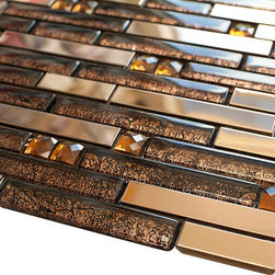 Stainless Steel and Vintage Bronze Luxury Diamond Glass Mosaic Tile Collection - Home Accessories & Decor