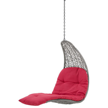 Swing Lounge Chair, Gray Red, Outdoor Patio Balcony Cafe Bistro Garden