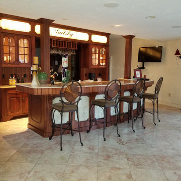 Custom "Gatsby" Mahogany Bar - front left view