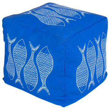 Surya Poufs Cube Pouf, Blue, Gray