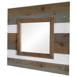 My Barnwood Frames - Rustic Slat Mirror, 30"x30" - This beautiful mirror is one of our newest creations. Its made from rough cedar and hand finished to resemble reclaimed wood. The soft neutral colors make it a match for any style of room. This mirror will be a perfect focal point to put in the heart of a home where everyone can enjoy it. Available in 34"x34" or 30"x30".  D-ring hanging hardware is included with each mirror allowing you to decide whether to hang it horizontally or vertically.  Size of "mirror portion" on the 34X34 is: 17X17; and on the 30X30 it is: 15X15. Mirror sizes are listed according to exterior dimensions. Handcrafted in USA. *PLEASE NOTE: Because of the possible variances in computer monitor colors and reclaimed wood colors, your completed frame may vary slightly in color and texture from the one you see pictured here.