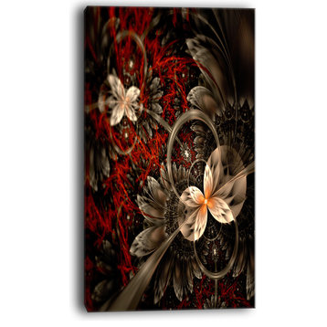 "Red And Orange Fractal Flower Pattern" Large Canvas Print, 20"x40"