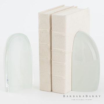 Frosted Glass Block Abstract Bookends, Set of 2