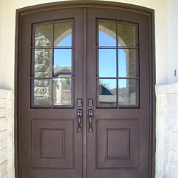 Savannah Arch-top Wrought Iron Double Door - Front Doors