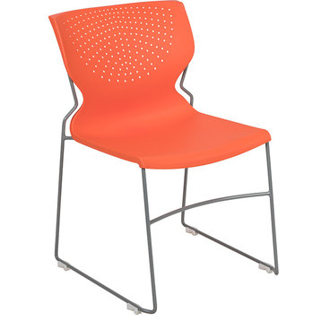 HERCULES Series Full Back Stack Chair With Powder Coated Frame, Orange