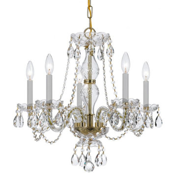 Traditional Crystal 5-Light 22" Traditional Chandelier in Polished Brass with